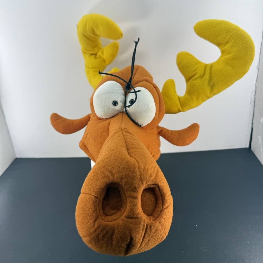Vintage Bullwinkle Moose Plush Costume Hat Mask Rocky & Bullwinkle 90s RARE